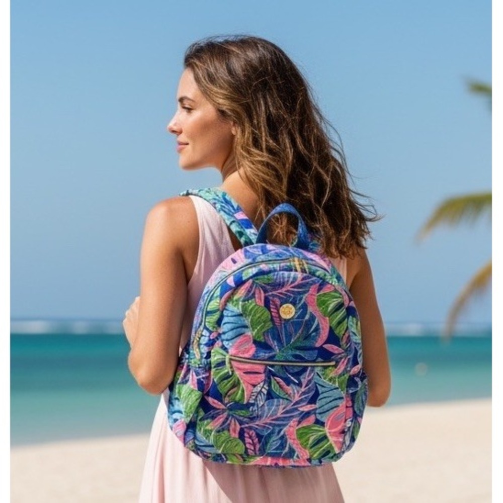 Lilly Pulitzer GWP Sport Backpack Blue Pink Grotto Beleaf In Yourself NWOT Purse